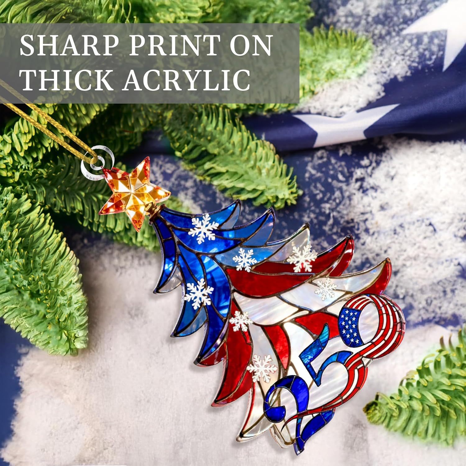 2D Acrylic USA 250th Anniversary Ornament