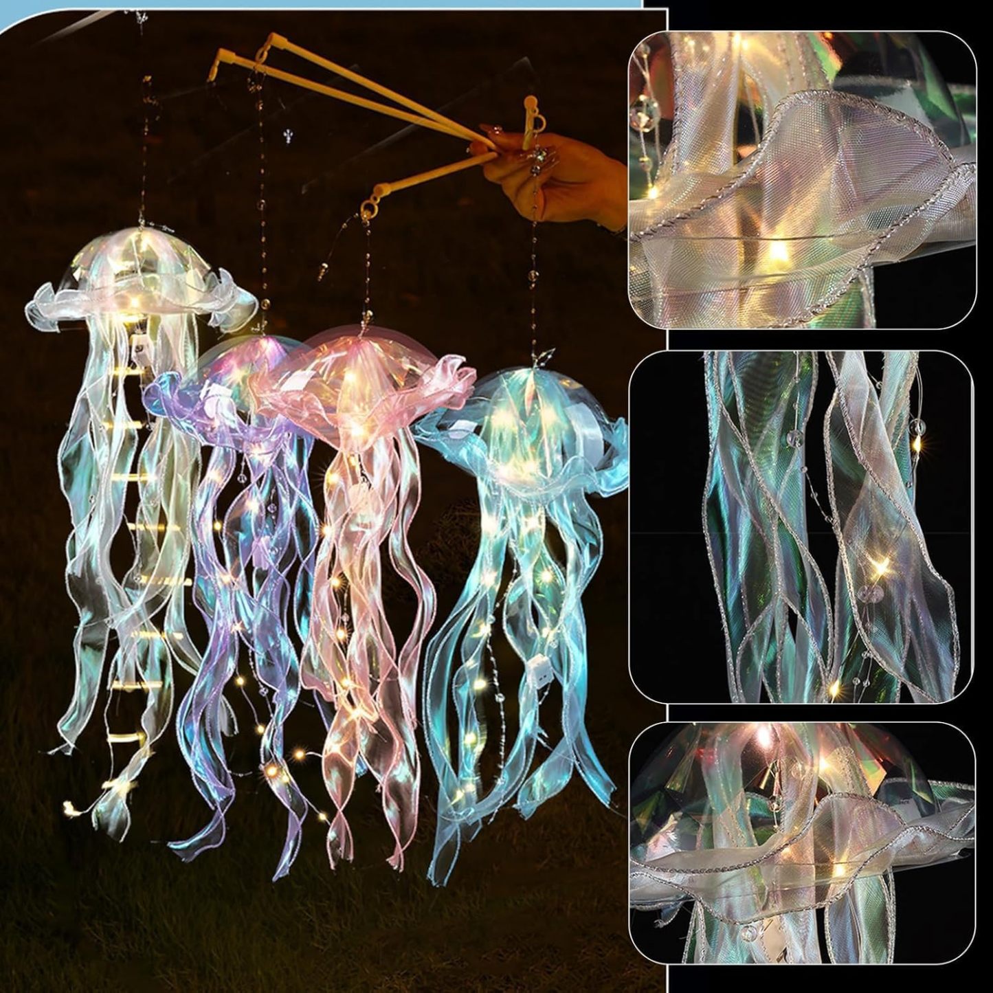 Iridescent Jellyfish LED Hanging Light ✨（4pcs in 1 set） 