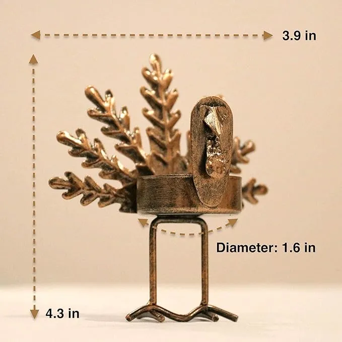 Handmade Metal Turkey Tea Light Candle Holder | Thanksgiving Decor