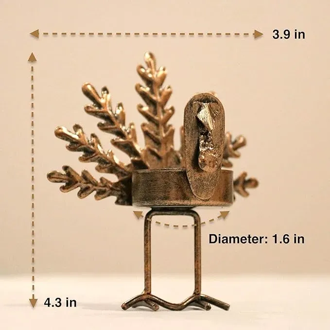 Handmade Metal Turkey Tea Light Candle Holder | Thanksgiving Decor