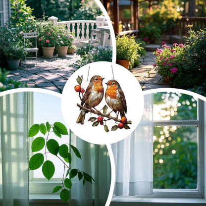 European Robin couple Suncatcher Ornament