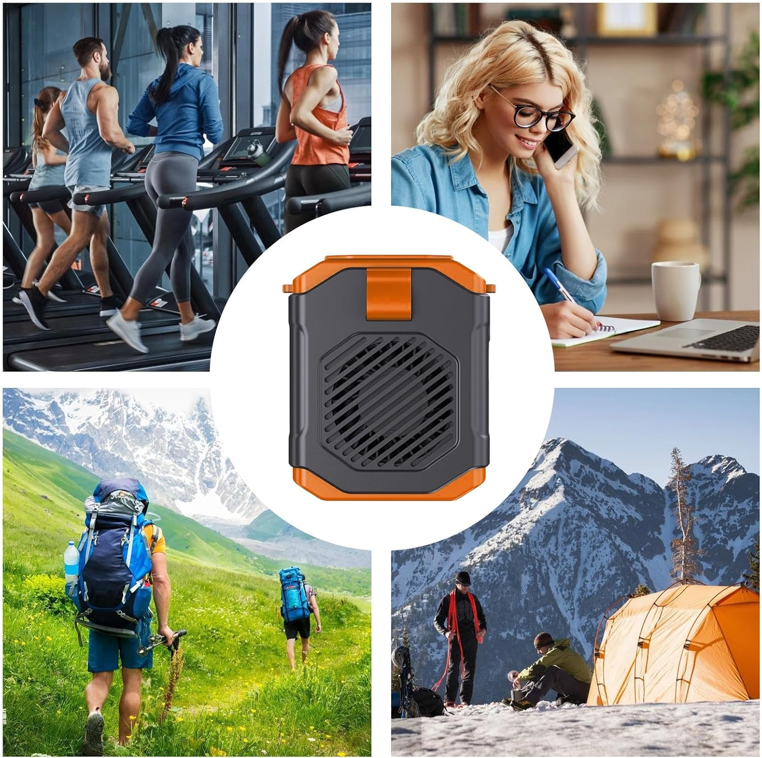 Wearable Waist Turbo Fan & Power Bank with Desktop Stand