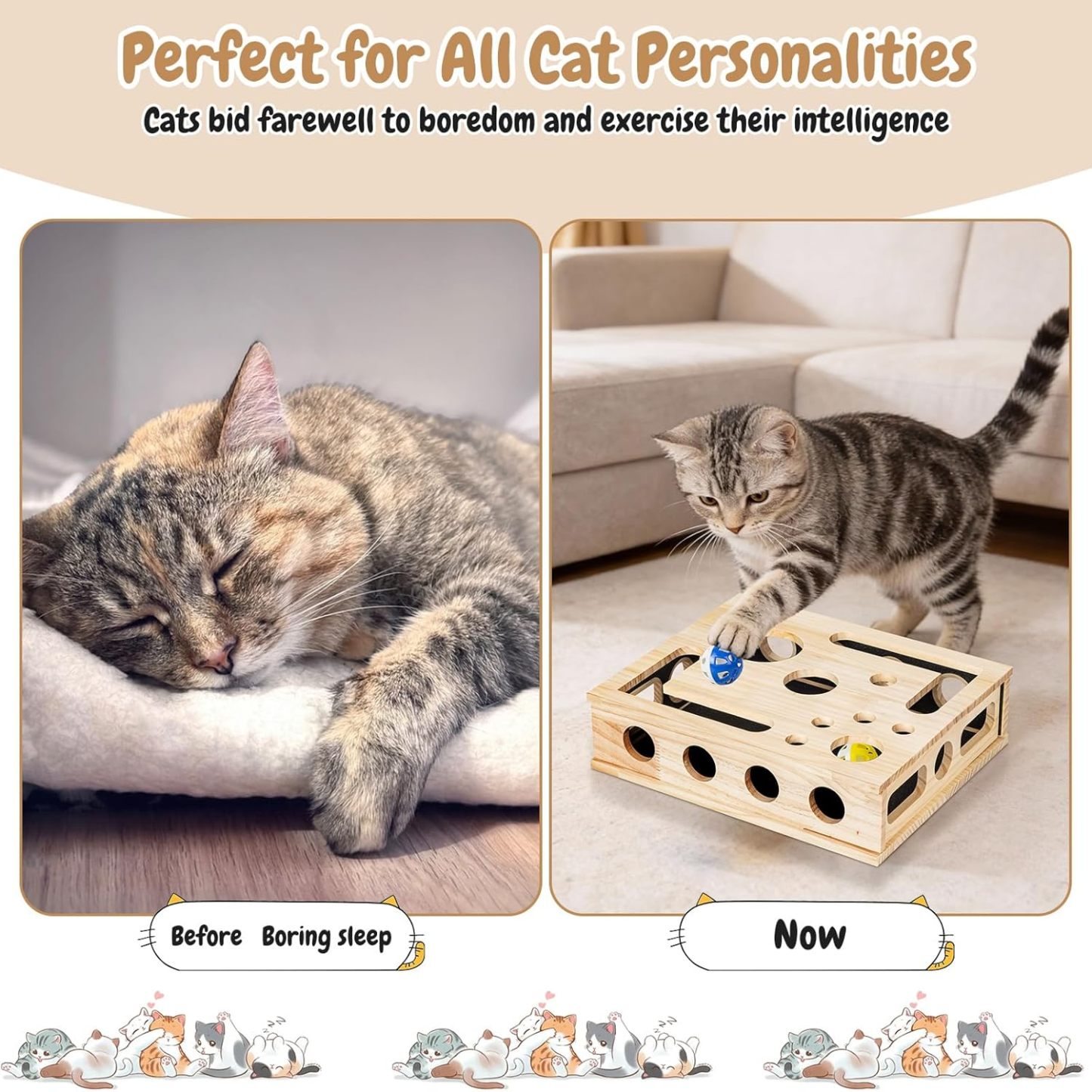 🎁😻✨Cat Scratch Puzzle Enrichment Box: Nail File Stress Free Alternative to Clippers and Grinders