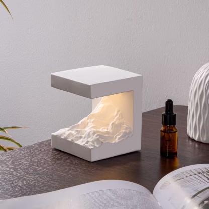 Elegant White Mountain Night Light with Sage Essential Oil