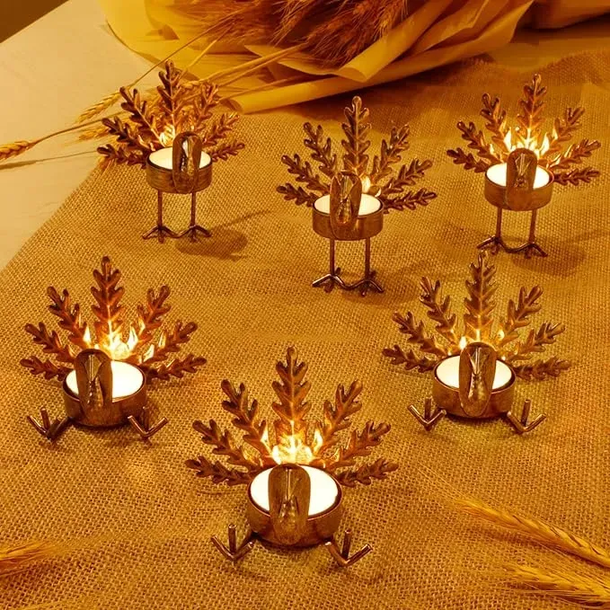 Handmade Metal Turkey Tea Light Candle Holder | Thanksgiving Decor