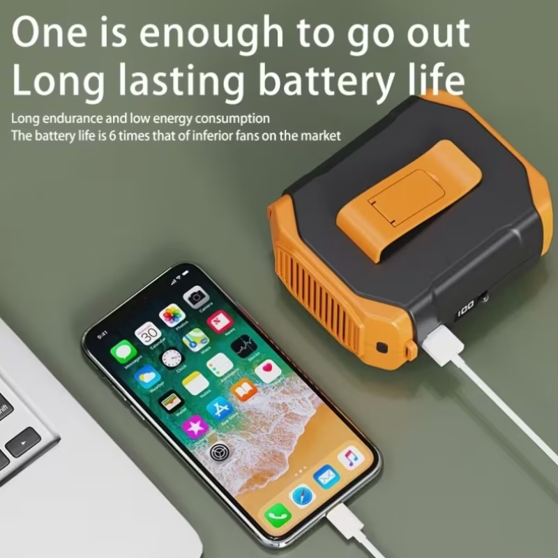 Wearable Waist Turbo Fan & Power Bank with Desktop Stand