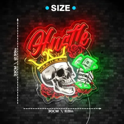 Vibrant Skull and Rose Neon Sign