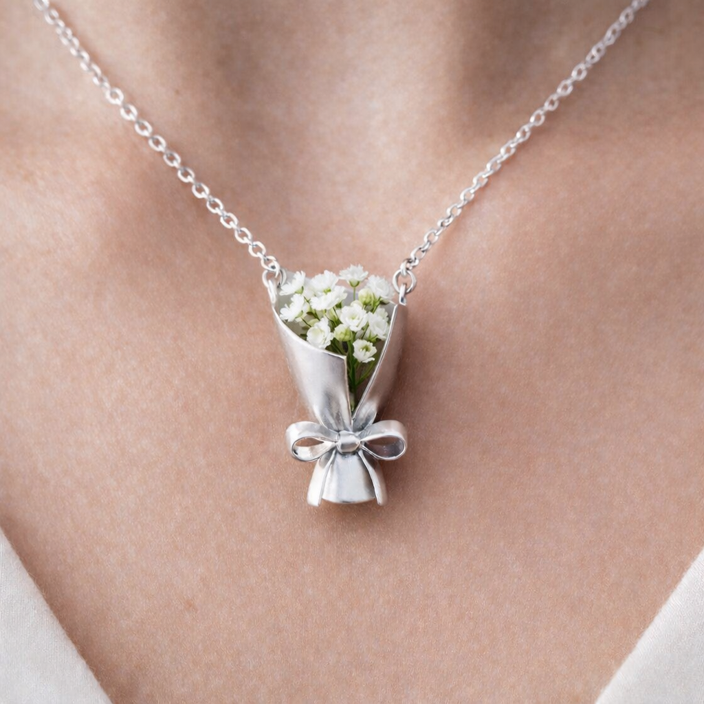 Sterling Silver necklace|DIY floral bouquet necklace