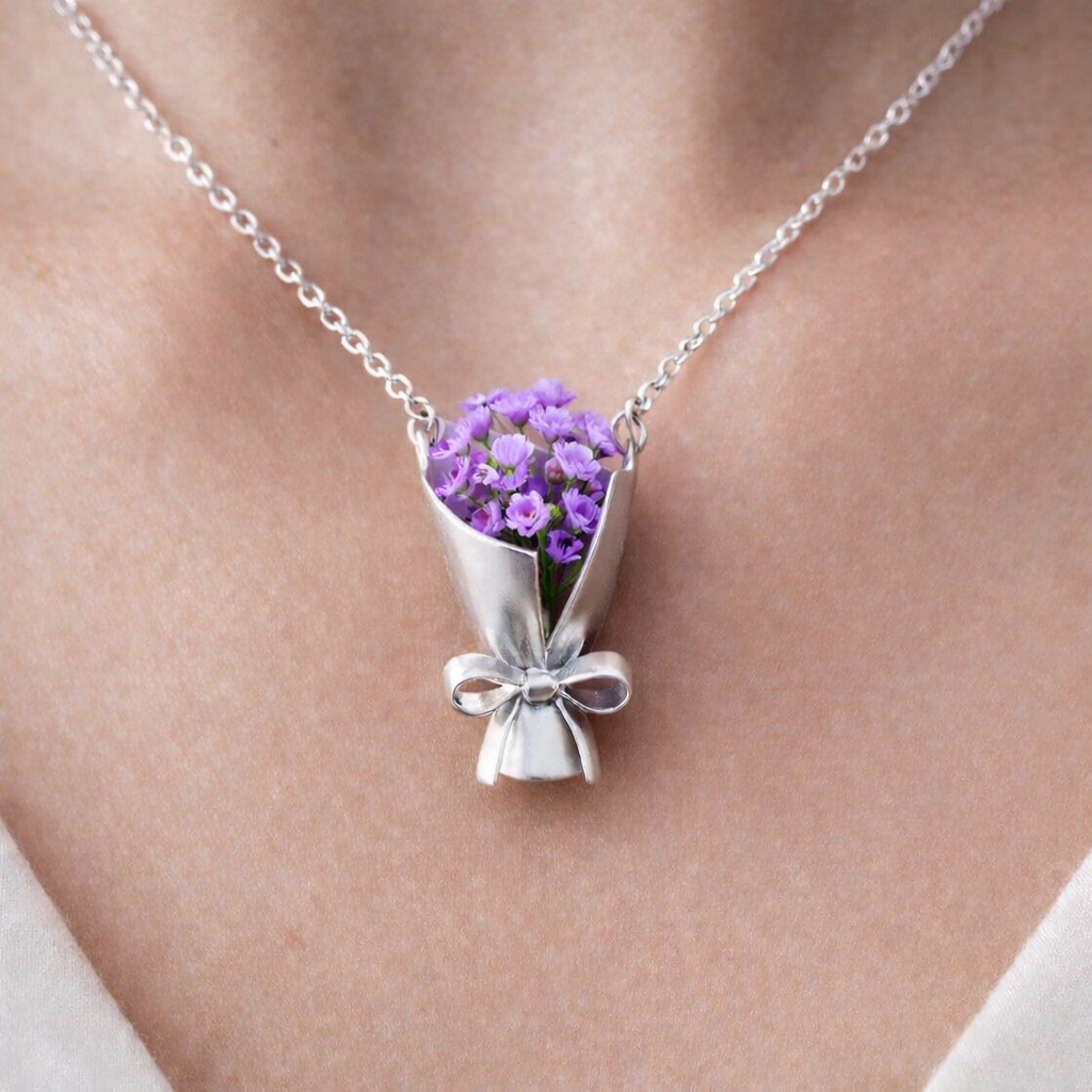 Sterling Silver necklace|DIY floral bouquet necklace