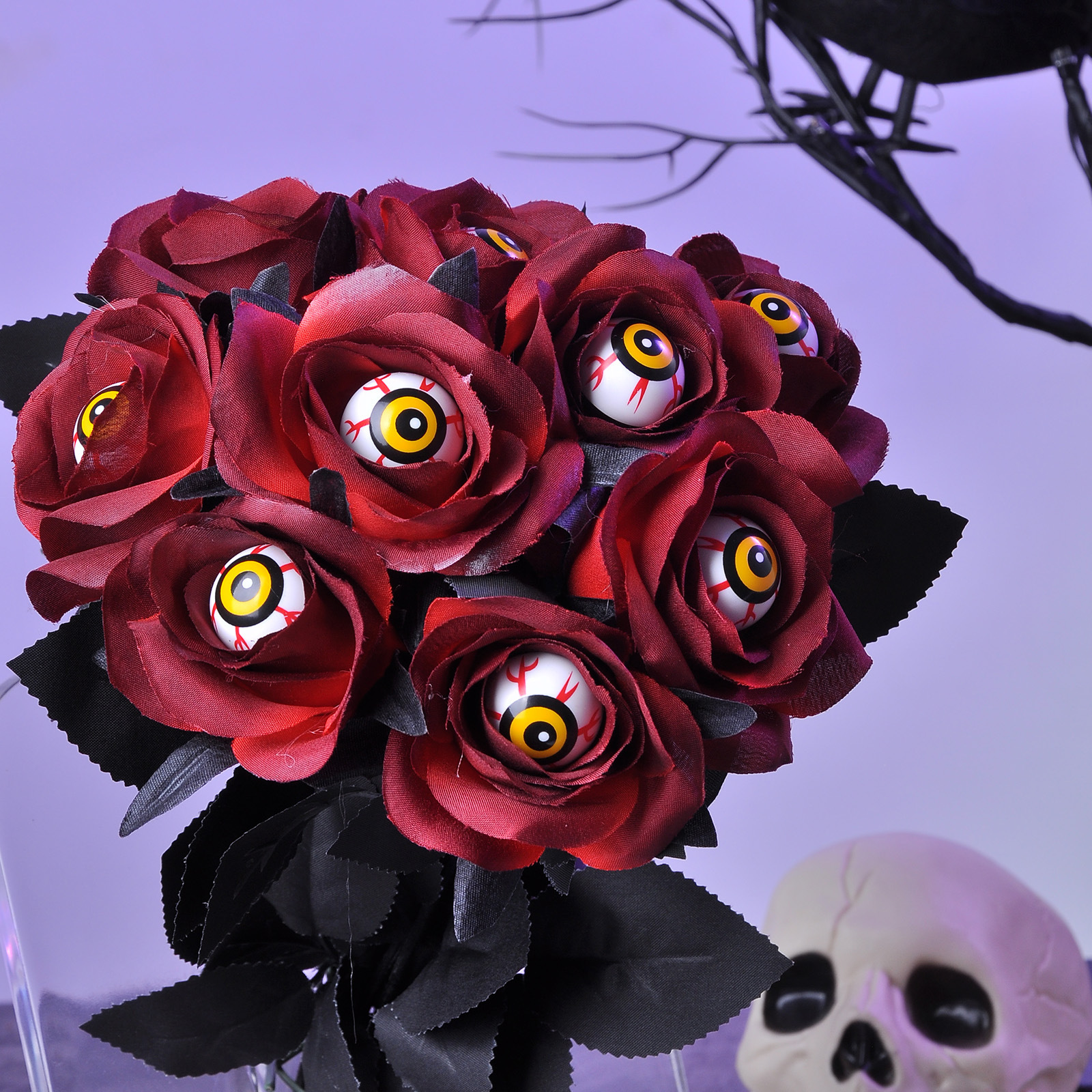 Halloween Flowers with Eyeball and Spider