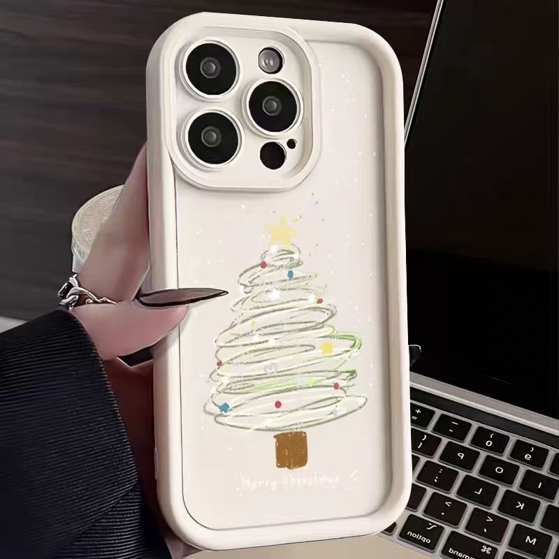 Protective Merry Christmas Phone Case Dual-Layer Hard Shell+Silicone Cover-Shockproof 