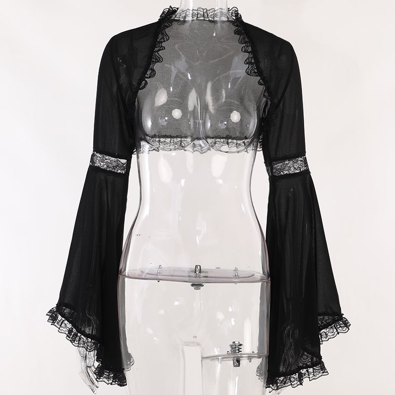 Female gothic style Dark lace outer layer with a blouse-style jacket