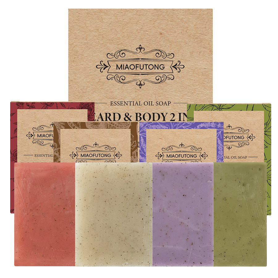 Sanded Particle Handmade Soap Set Box, 100g（3.54oz） x 4