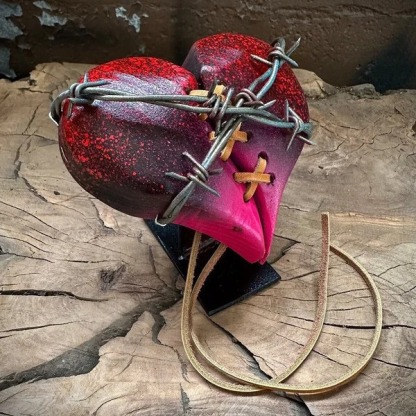 💔Broken Wood Heart on steel pedestal 💔