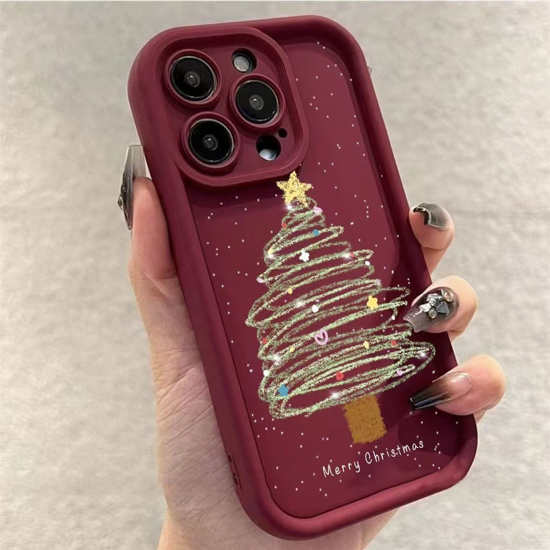 Protective Merry Christmas Phone Case Dual-Layer Hard Shell+Silicone Cover-Shockproof 