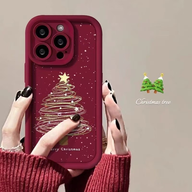 Protective Merry Christmas Phone Case Dual-Layer Hard Shell+Silicone Cover-Shockproof 