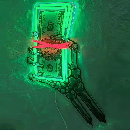 Vibrant Skull and Rose Neon Sign