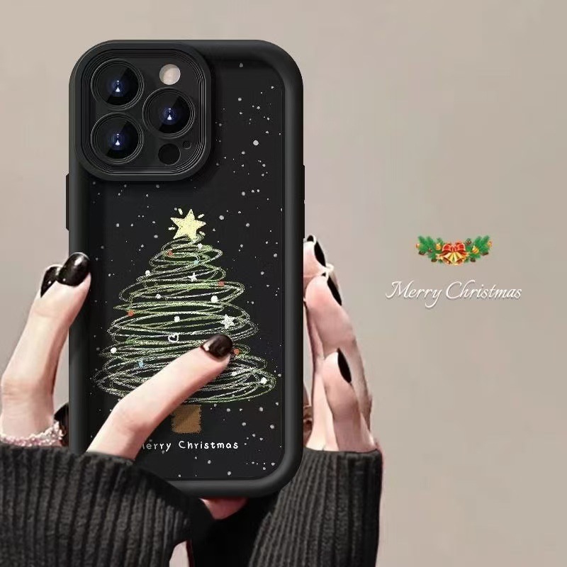 Protective Merry Christmas Phone Case Dual-Layer Hard Shell+Silicone Cover-Shockproof 