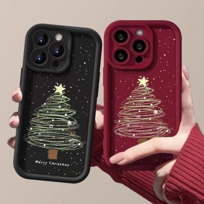 Protective Merry Christmas Phone Case Dual-Layer Hard Shell+Silicone Cover-Shockproof 