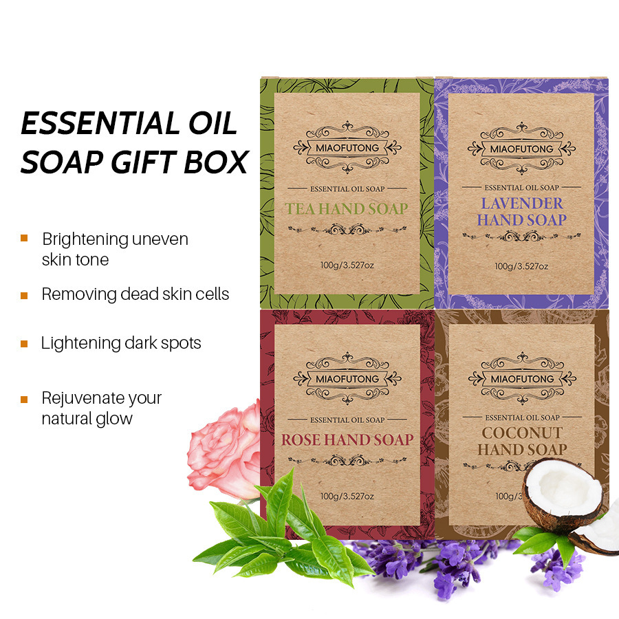 Sanded Particle Handmade Soap Set Box, 100g（3.54oz） x 4