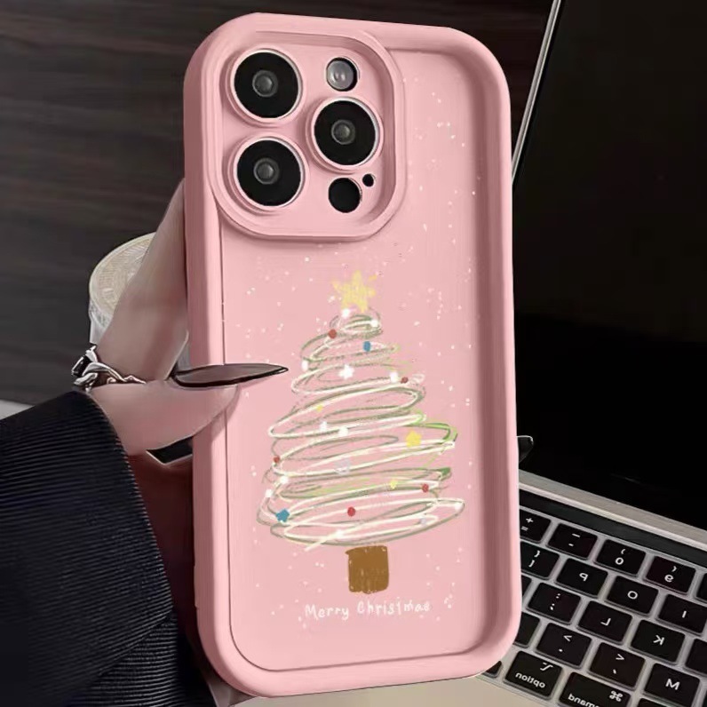 Protective Merry Christmas Phone Case Dual-Layer Hard Shell+Silicone Cover-Shockproof 