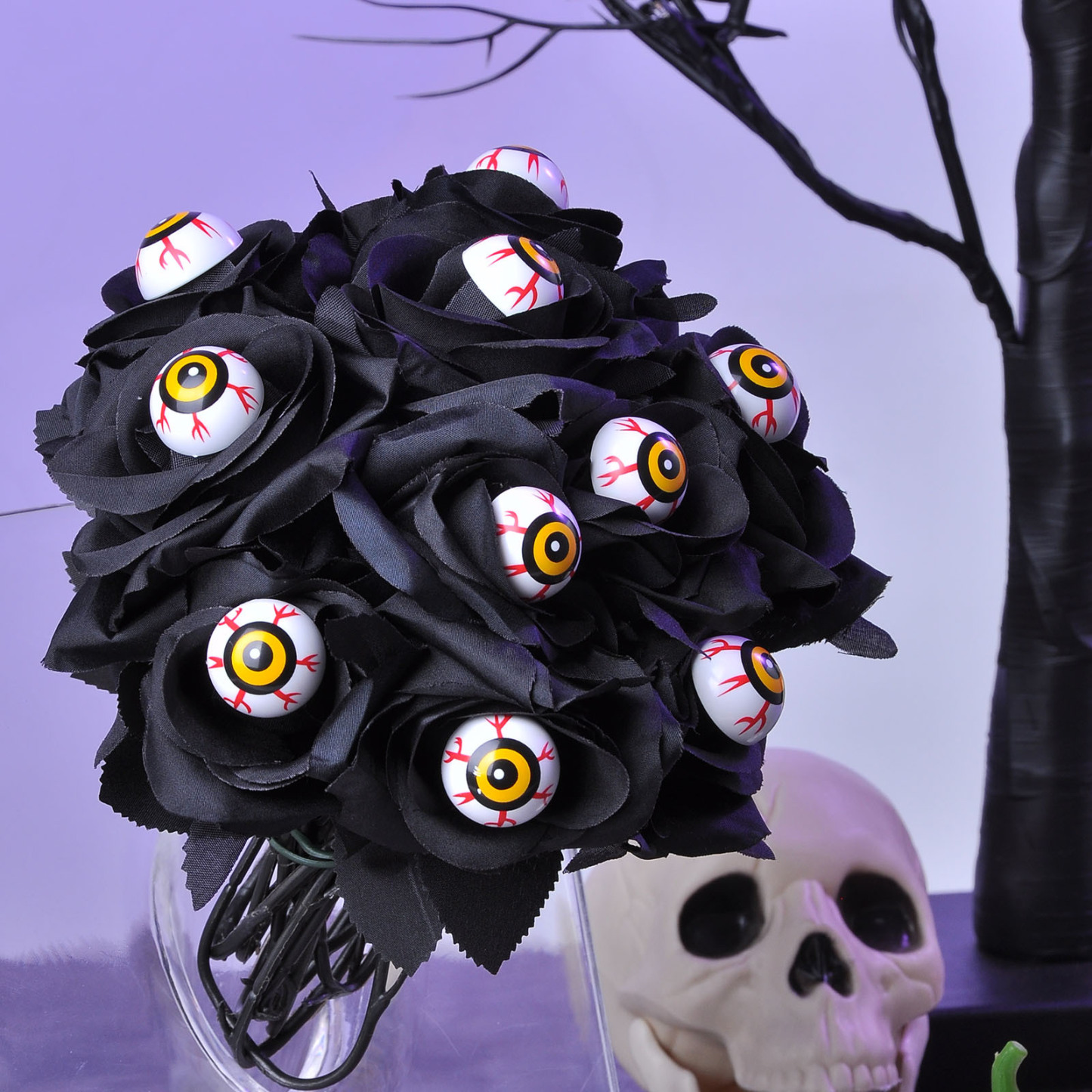 Halloween Flowers with Eyeball and Spider