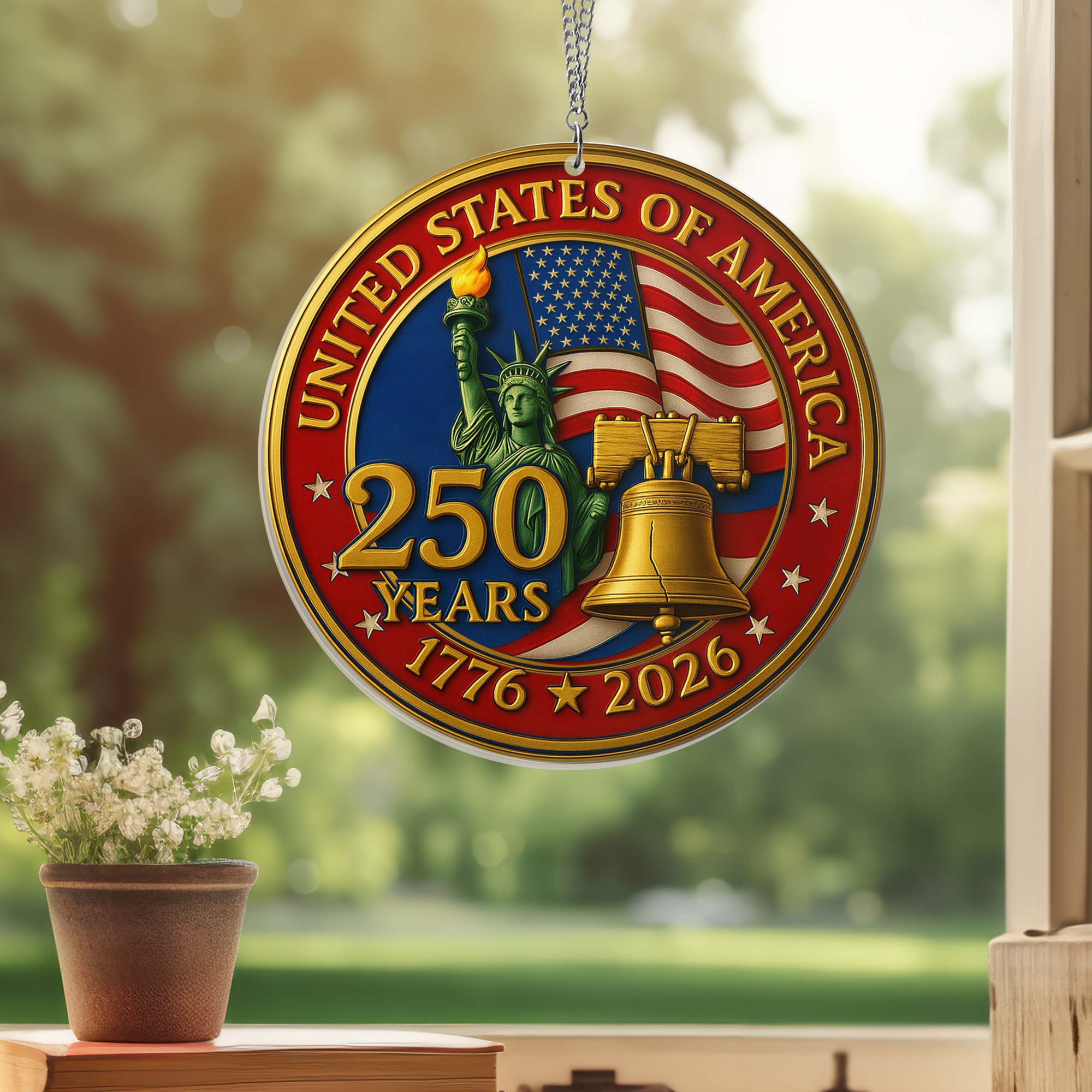 America 250th Anniversary USA 4th Of july Suncatcher