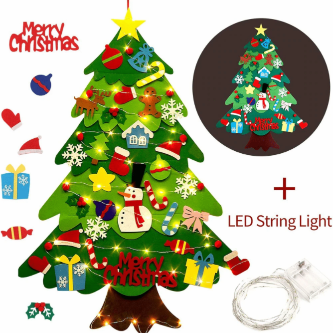 【LAST DAY SALE】DIY Felt LED Christmas Tree Set