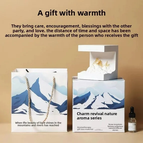 Elegant White Mountain Night Light with Sage Essential Oil