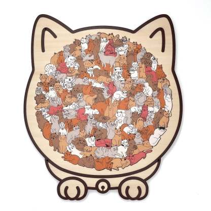 ⚡ Black Friday Flash Sale: 30% OFF Instantly 135-Piece Morandi-Colored Cat Shaped Wooden Jigsaw Puzzle