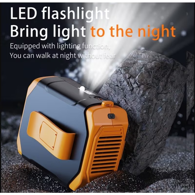 Wearable Waist Turbo Fan & Power Bank with Desktop Stand