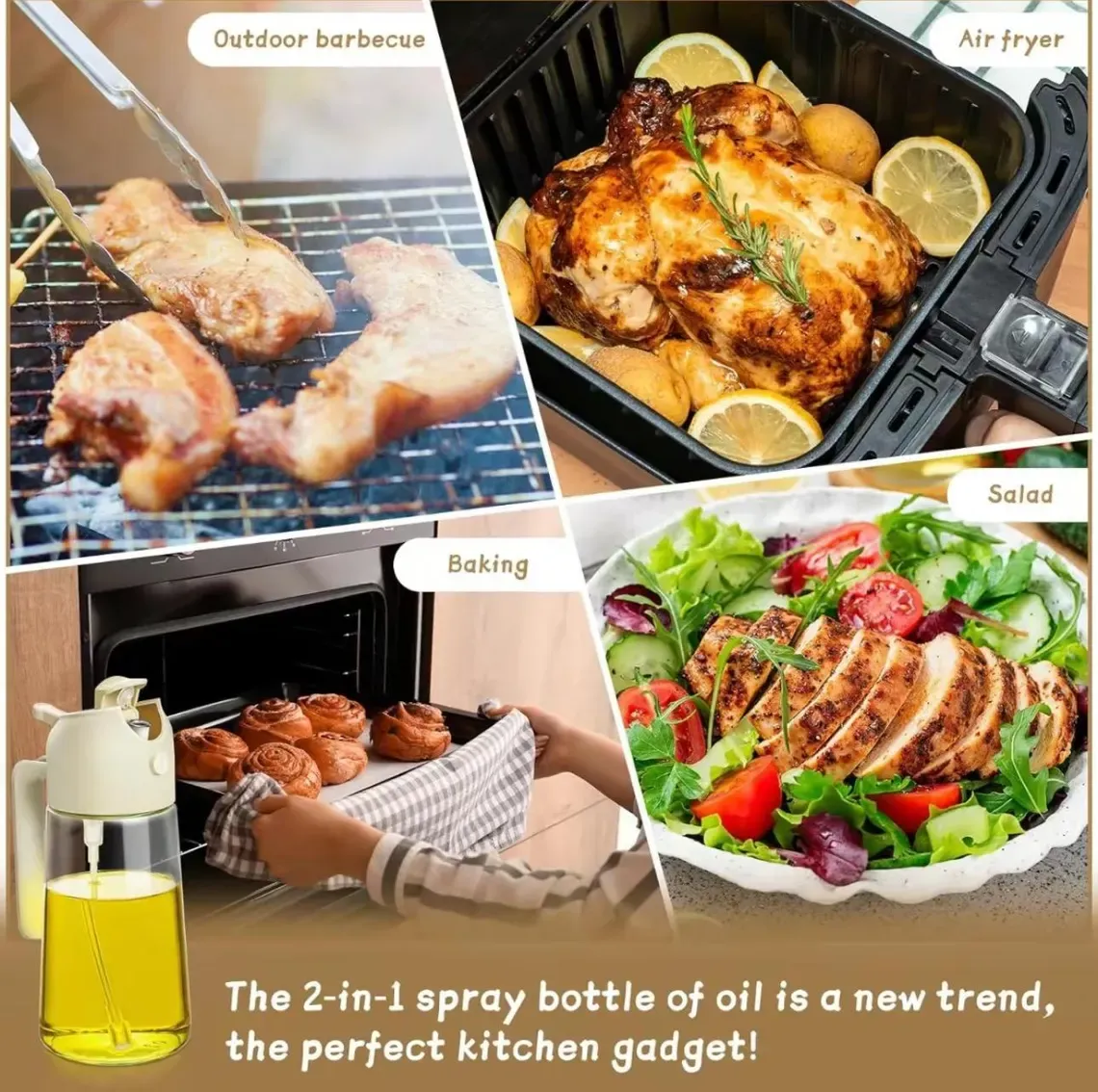 2-in-1 Glass Oil Sprayer & Dispenser (16 oz / 470 ml)