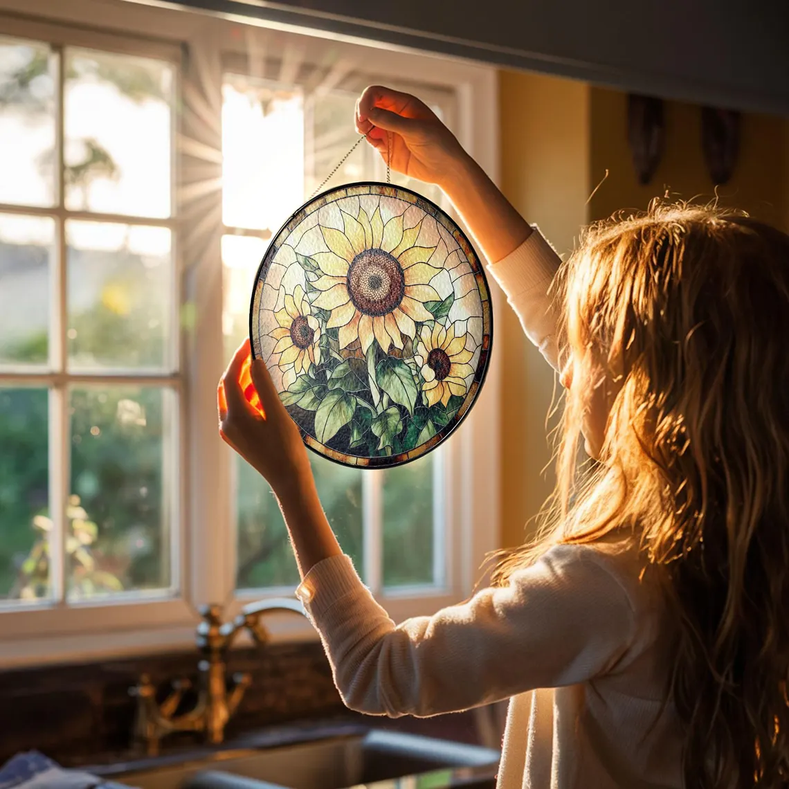 Sunflower Glass Suncatcher – Blooming Sunshine in Your Window! 🌻✨