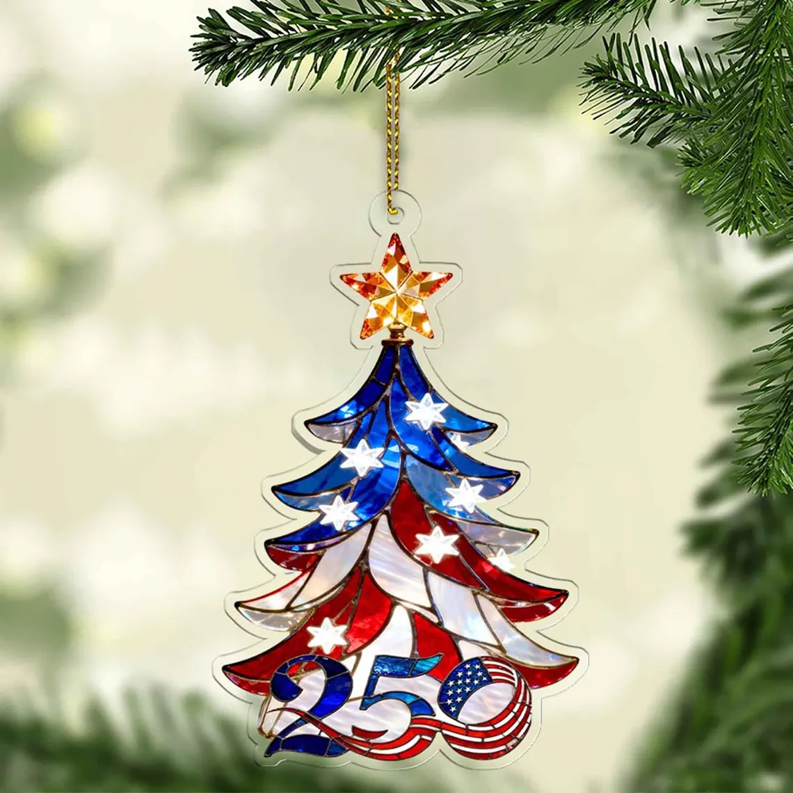 2D Acrylic USA 250th Anniversary Ornament