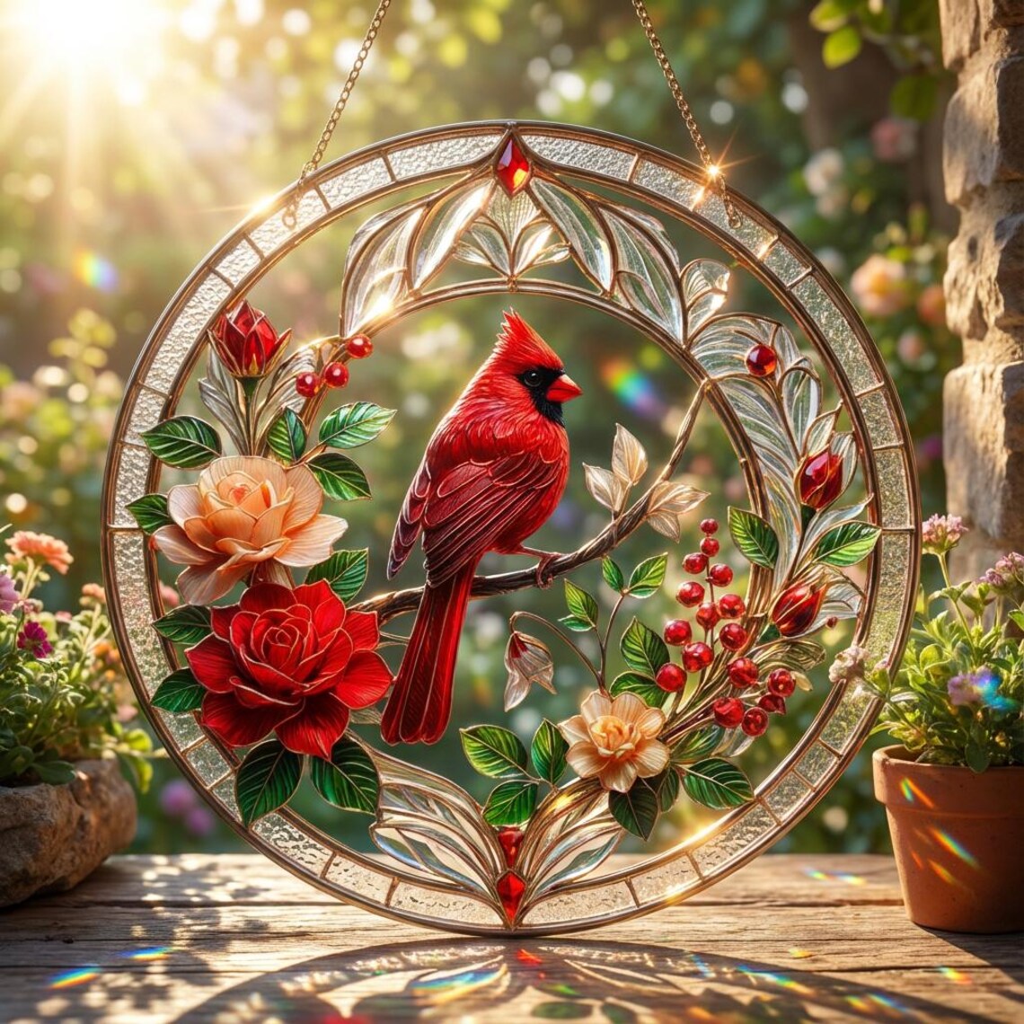 Cardinal Bird Suncatcher