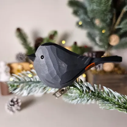 🎄Handcrafted Clip-On Christmas Tree Bird Ornament | Woodcarving Art | Hand Painted Art