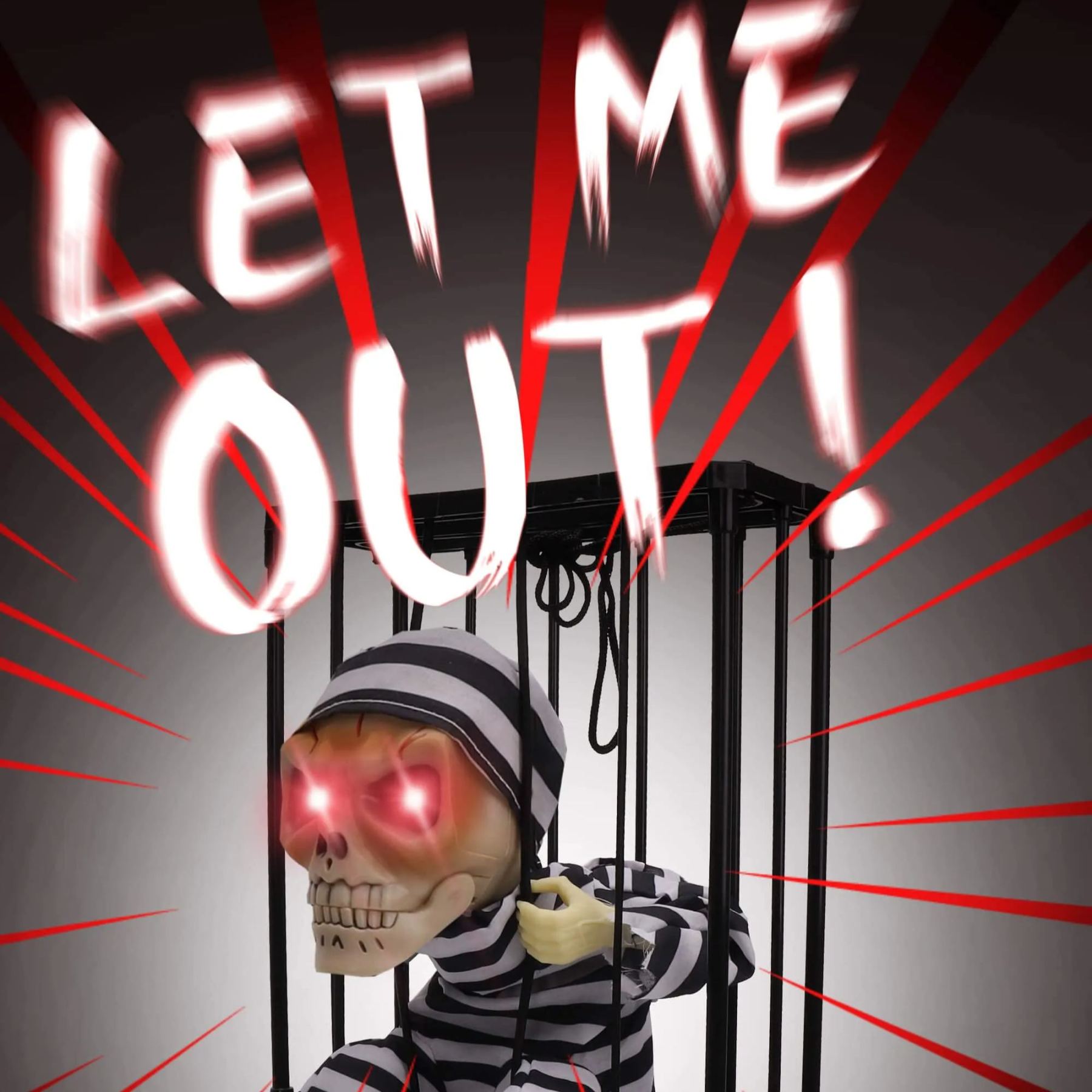 ☠️Scary Screaming Skull Cage Prisoner☠️！！！