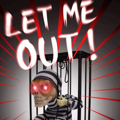 ☠️Scary Screaming Skull Cage Prisoner☠️！！！