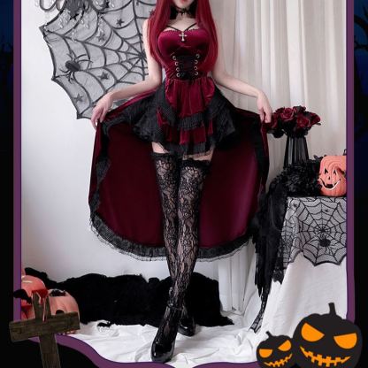 Womens Gothic Velvet Corset Dress