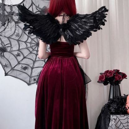 Womens Gothic Velvet Corset Dress