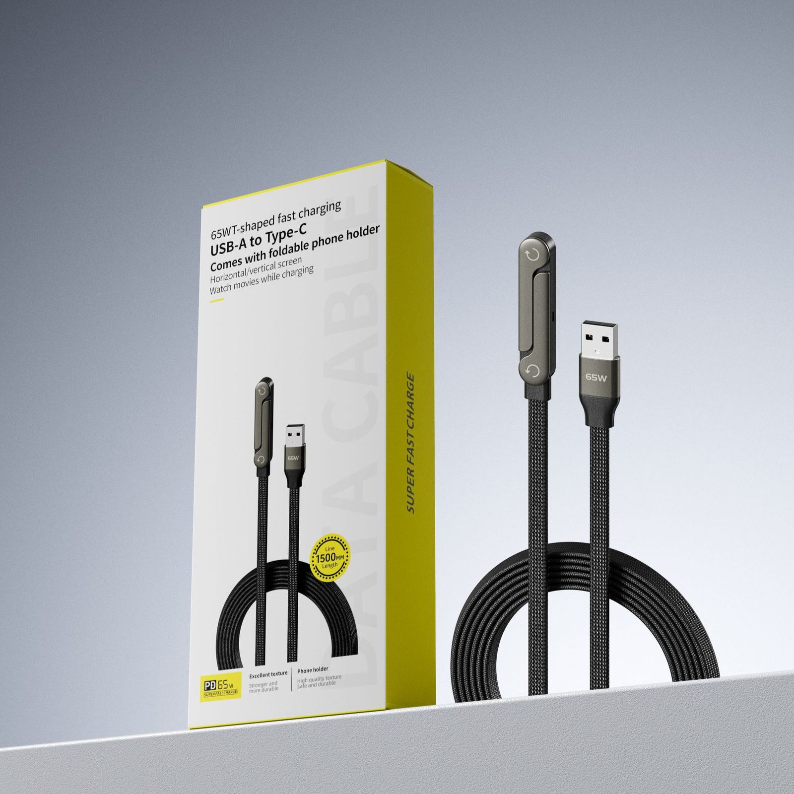 2-in-1 Super Fast 240w Charging Cord & Phone Stand