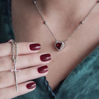 Heart & Sword Couples Necklace Set