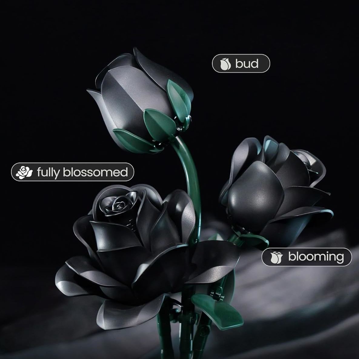 Black Rose Bouquet Building Set