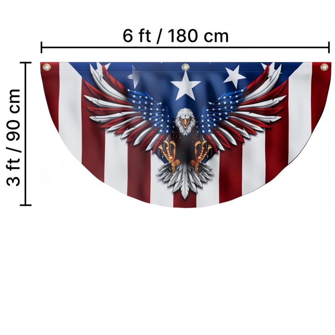 Patriotic Eagle Fan Flag - American Bunting Eagle  Double-Sided Printed Flag
