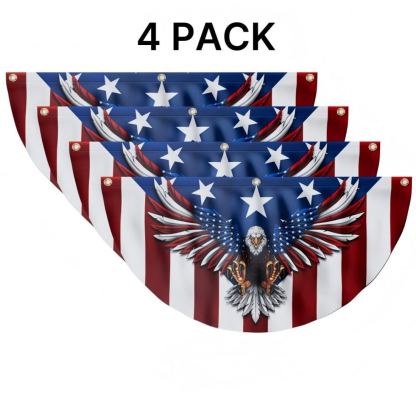 Patriotic Eagle Fan Flag - American Bunting Eagle  Double-Sided Printed Flag