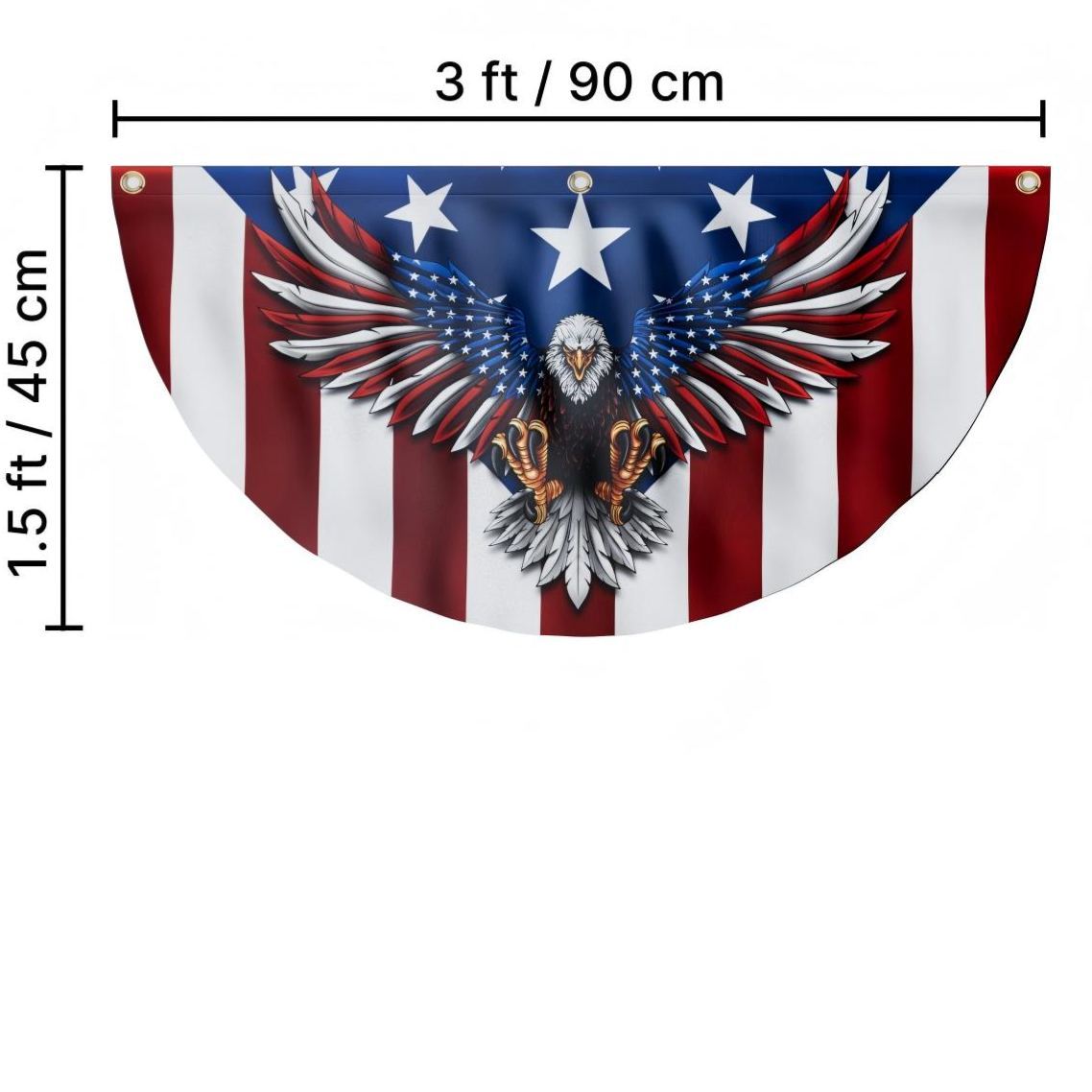 Patriotic Eagle Fan Flag - American Bunting Eagle  Double-Sided Printed Flag