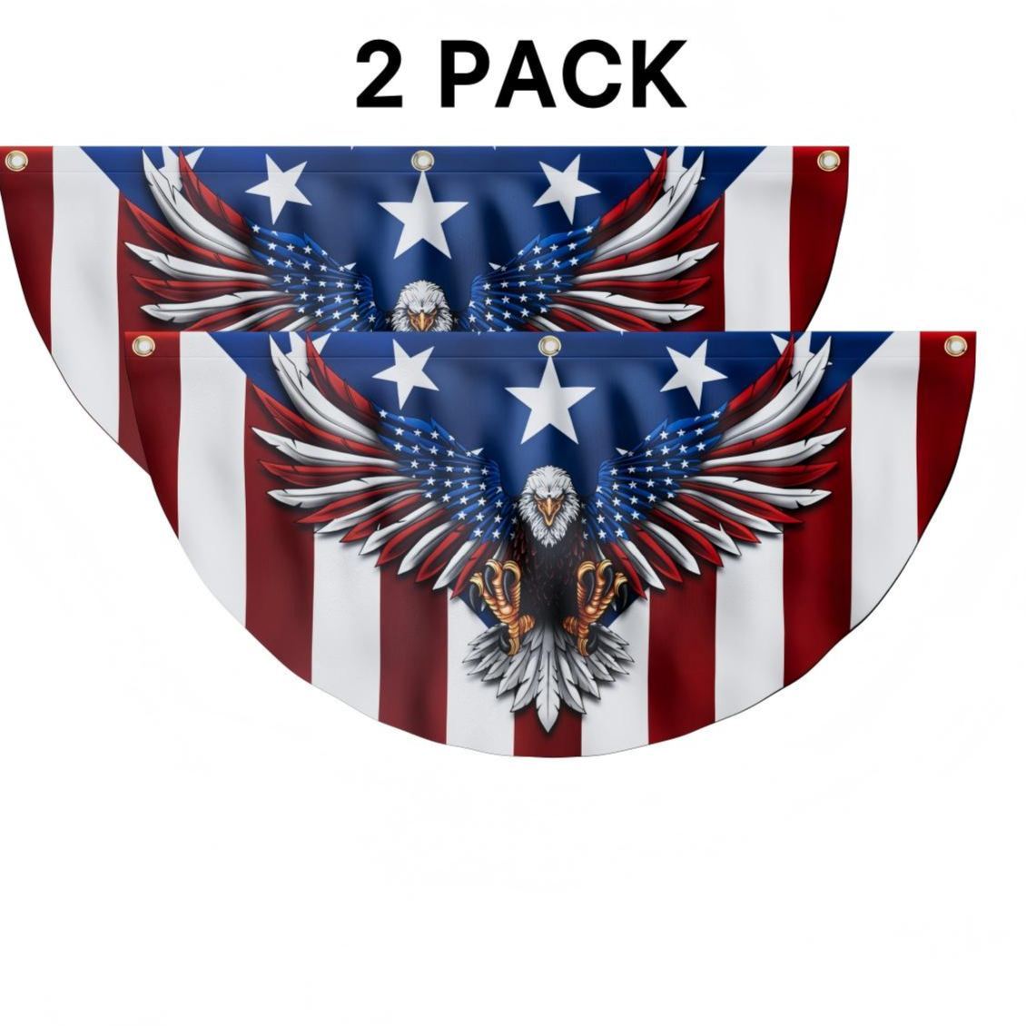 Patriotic Eagle Fan Flag - American Bunting Eagle  Double-Sided Printed Flag