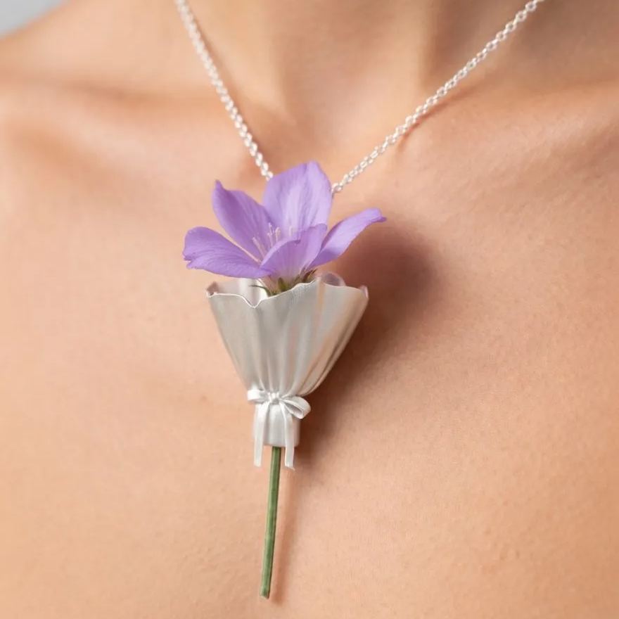 Sterling Silver necklace|DIY floral bouquet necklace