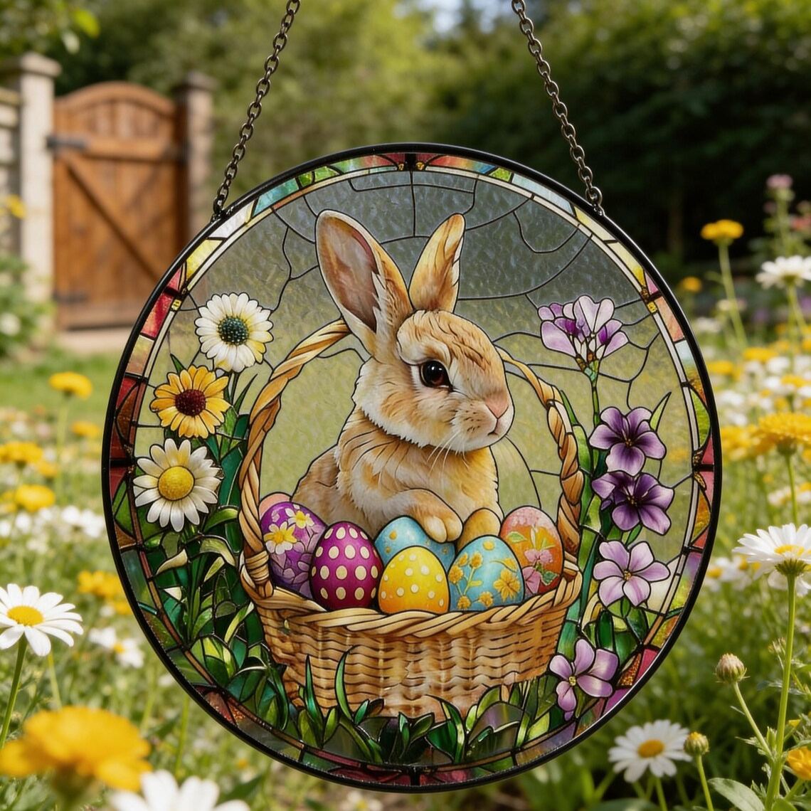 Easter Bunny Floral Suncatcher 