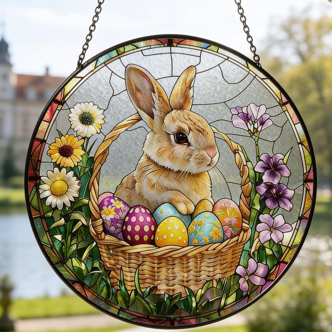 Easter Bunny Floral Suncatcher 